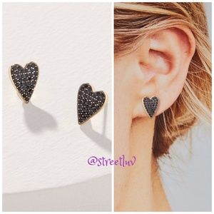 stella & dot ~ black pave heart earrings ~ studs